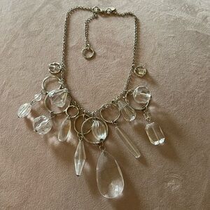 WHBM Statement Necklace silver and clear.